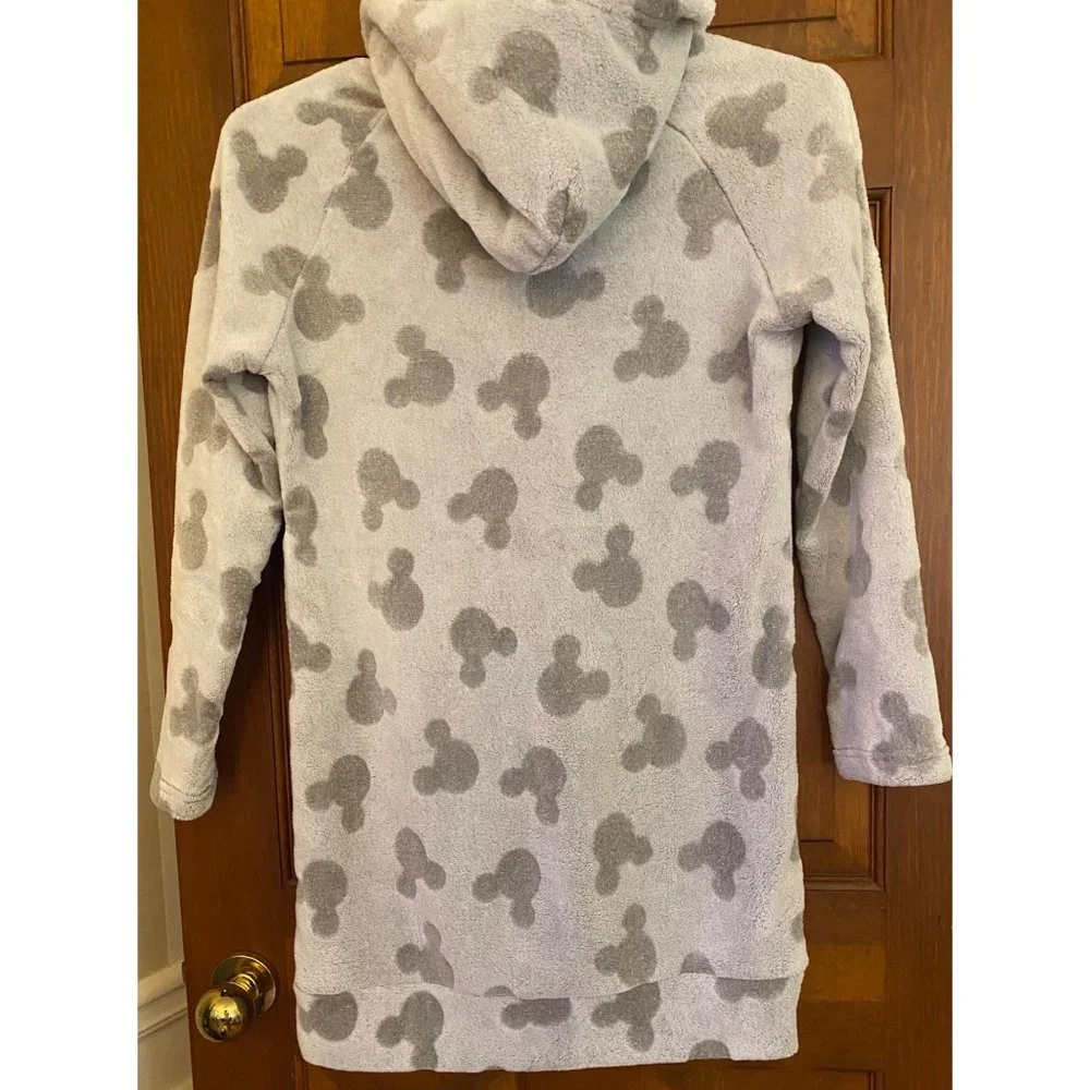 Disney Mickey Fleece Lounge Hoodie‎ Women Small Grey Pajamas PJs Plush Cozy Warm - Picture 9 of 16